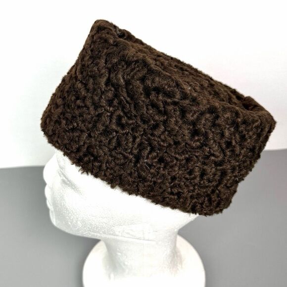 Vintage Brown Curly Lamb Hat Karakul Fur Union Made USA main image 5